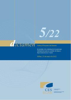 Dictamen 5/22 de 21 de marzo, sobre el Proyecto de Decreto de ayudas a la contratación de personas trabajadoras para el cuidado de hijas e hijos menores de 14 años